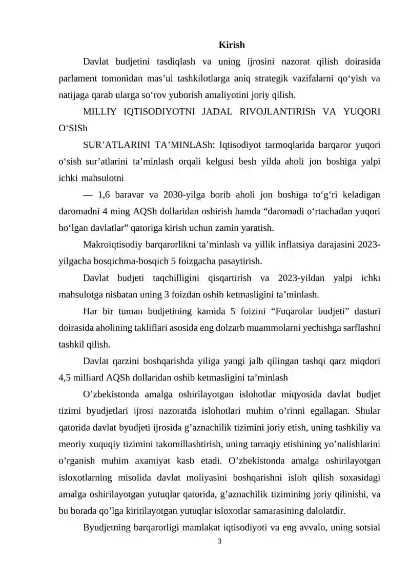 O'ZBEKISTON RESPUBLIKASI OLIY TA’LIM, FAN VA INNOVATSIYALAR VAZIRLIGI TOSHKENT MOLIYA INSTITUTI SIRTQI FAKULTETI 3