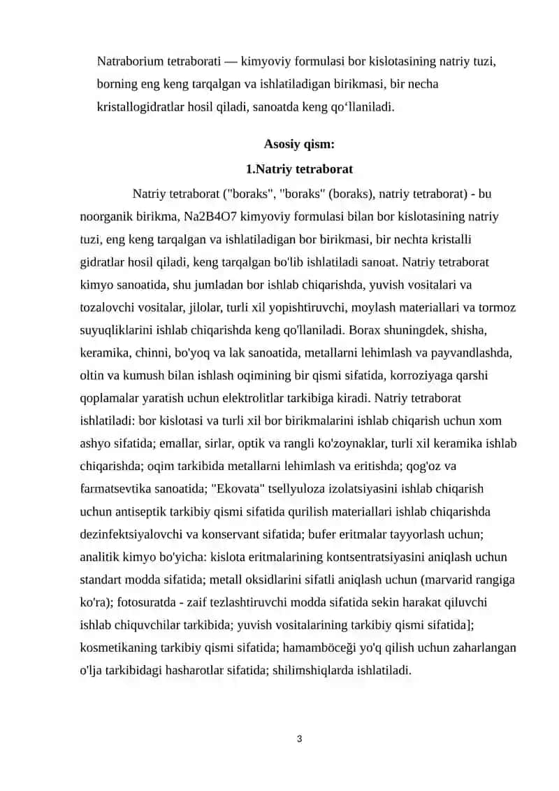 Natriy tetraborat tuzining olinishi va xossalari 3