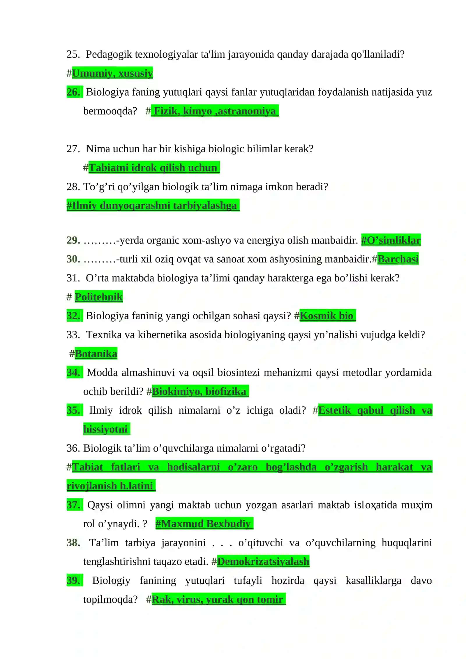 Biologiya o’qitish metodikasi qanday fan? 3