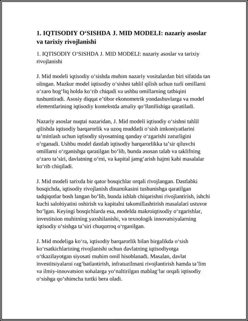 IQTISODIY O‘SISHDA J. MID MODELI 3