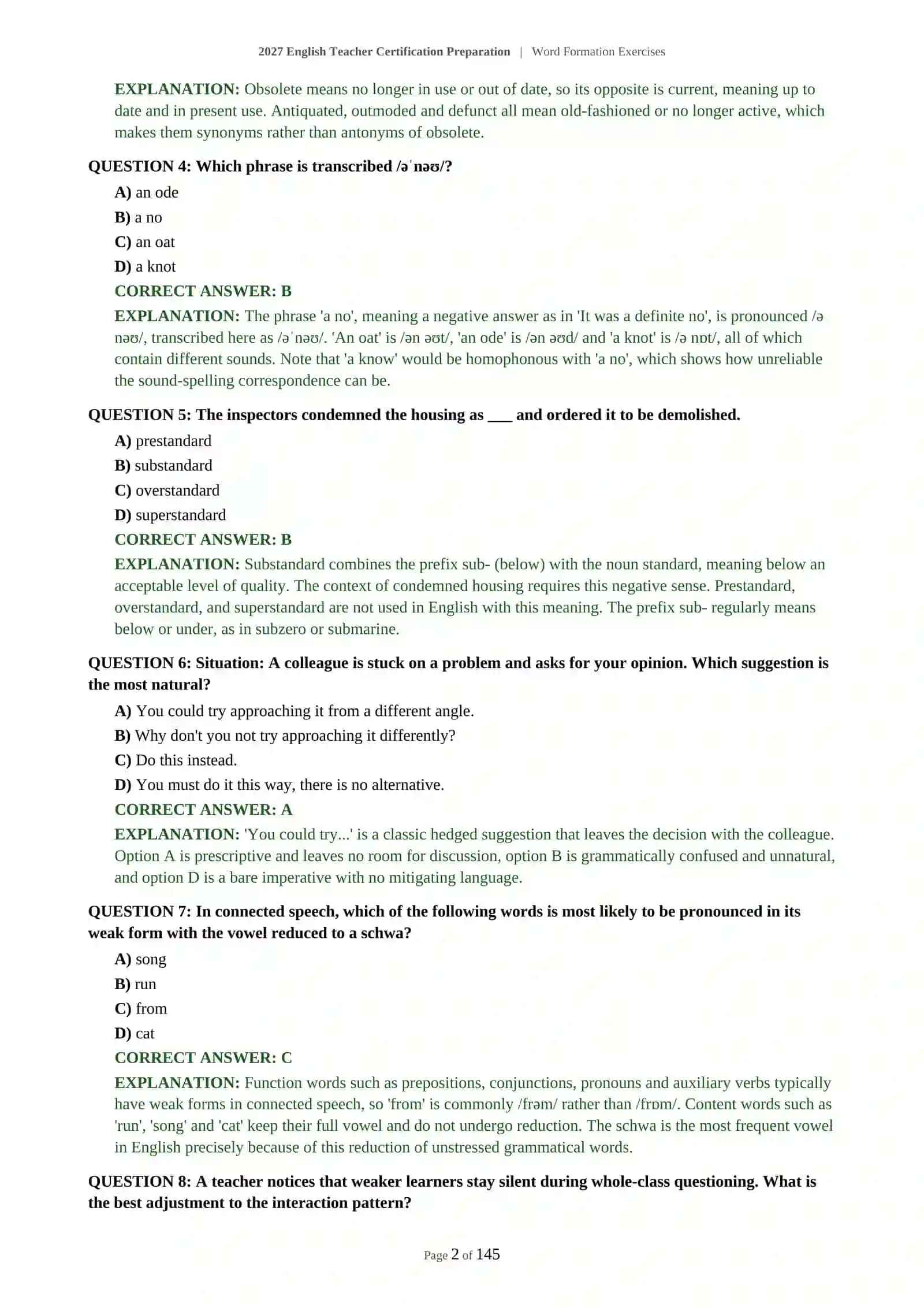 English Teacher Certification Preparation | Word Formation Exercises 3