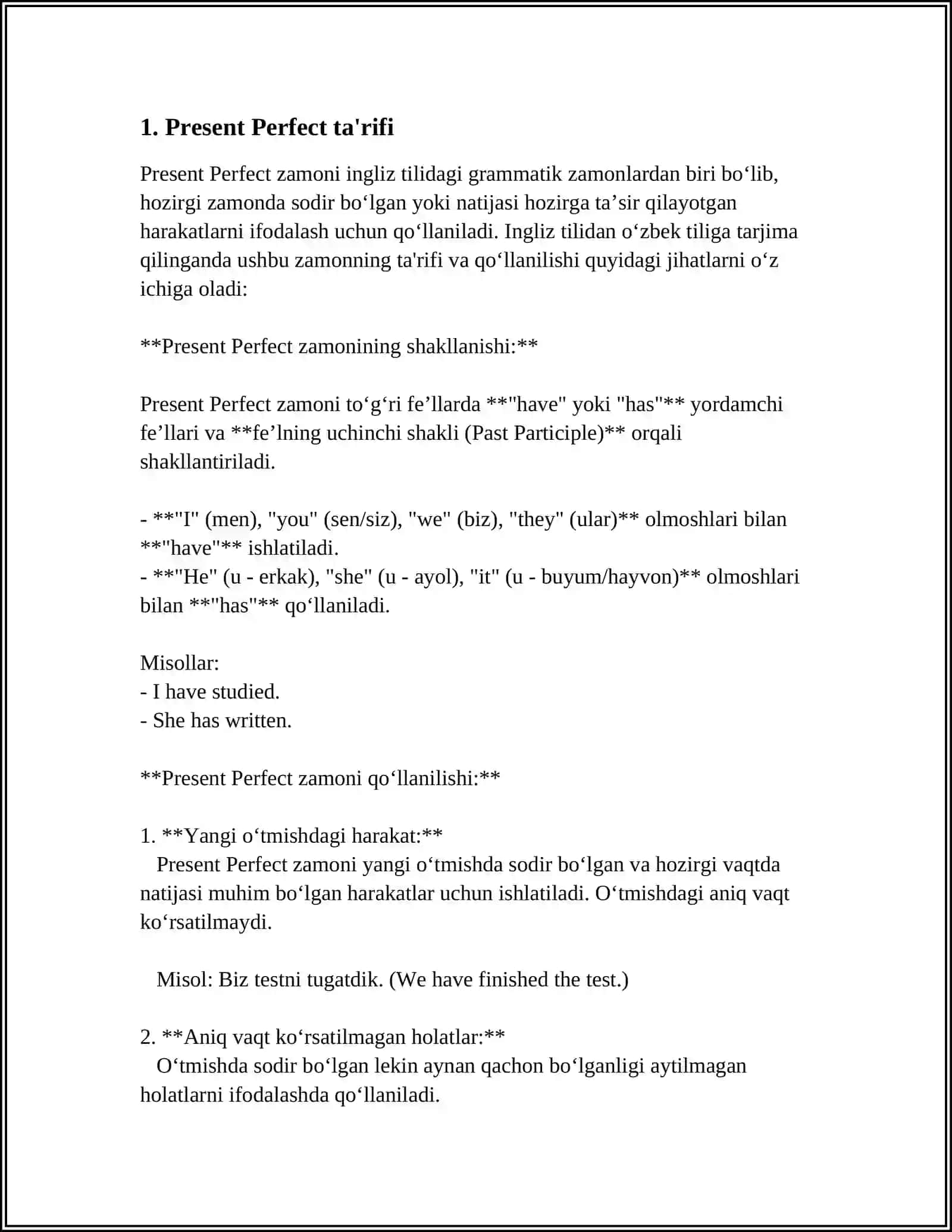 PRESENT PERFECT 3