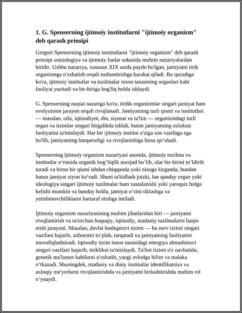 G.SPENSERNING SOTSIAL INSTITUT HAQIDA QARASHLARI 3