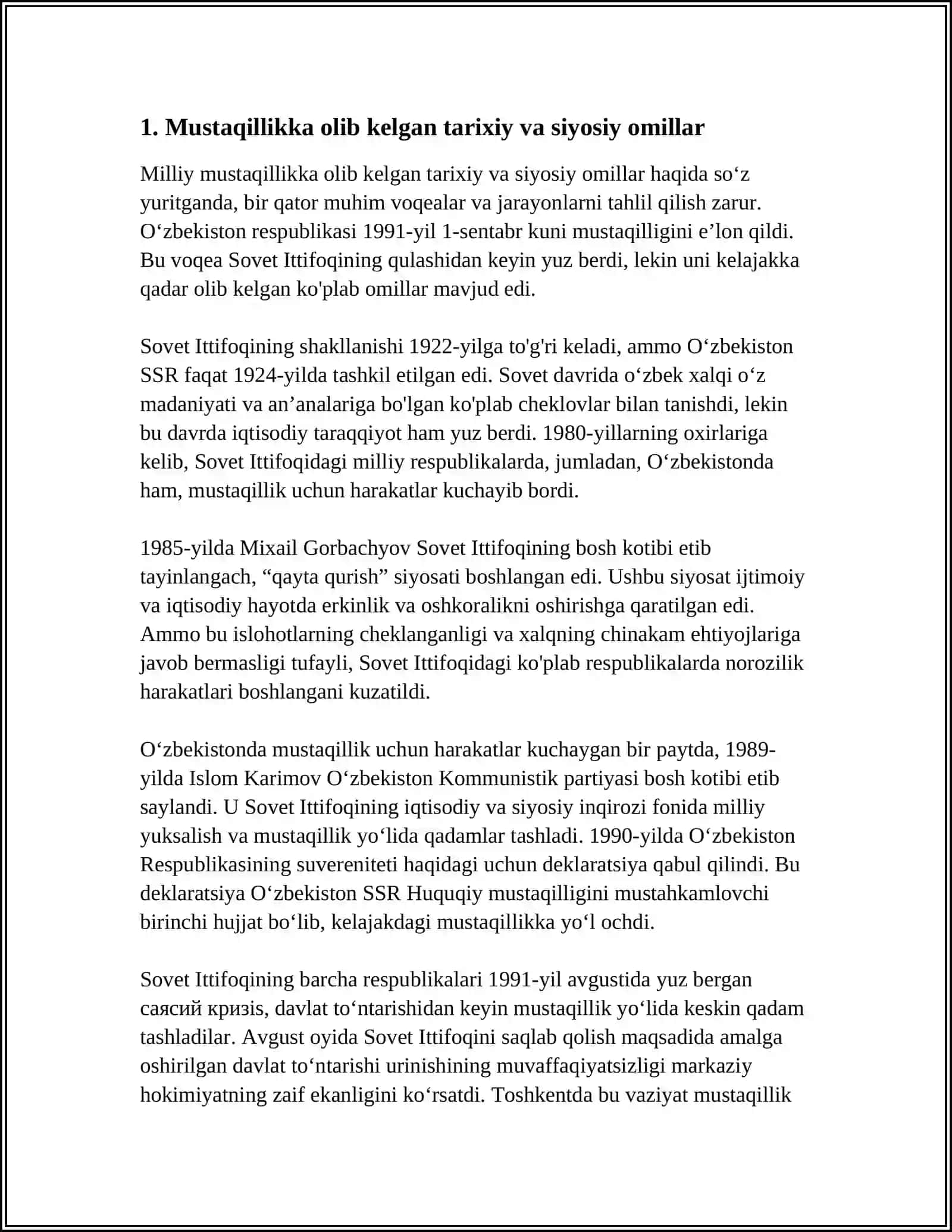 O‘ZBEKISTONNING MUSTAQILLIKKA ERISHISHI 3