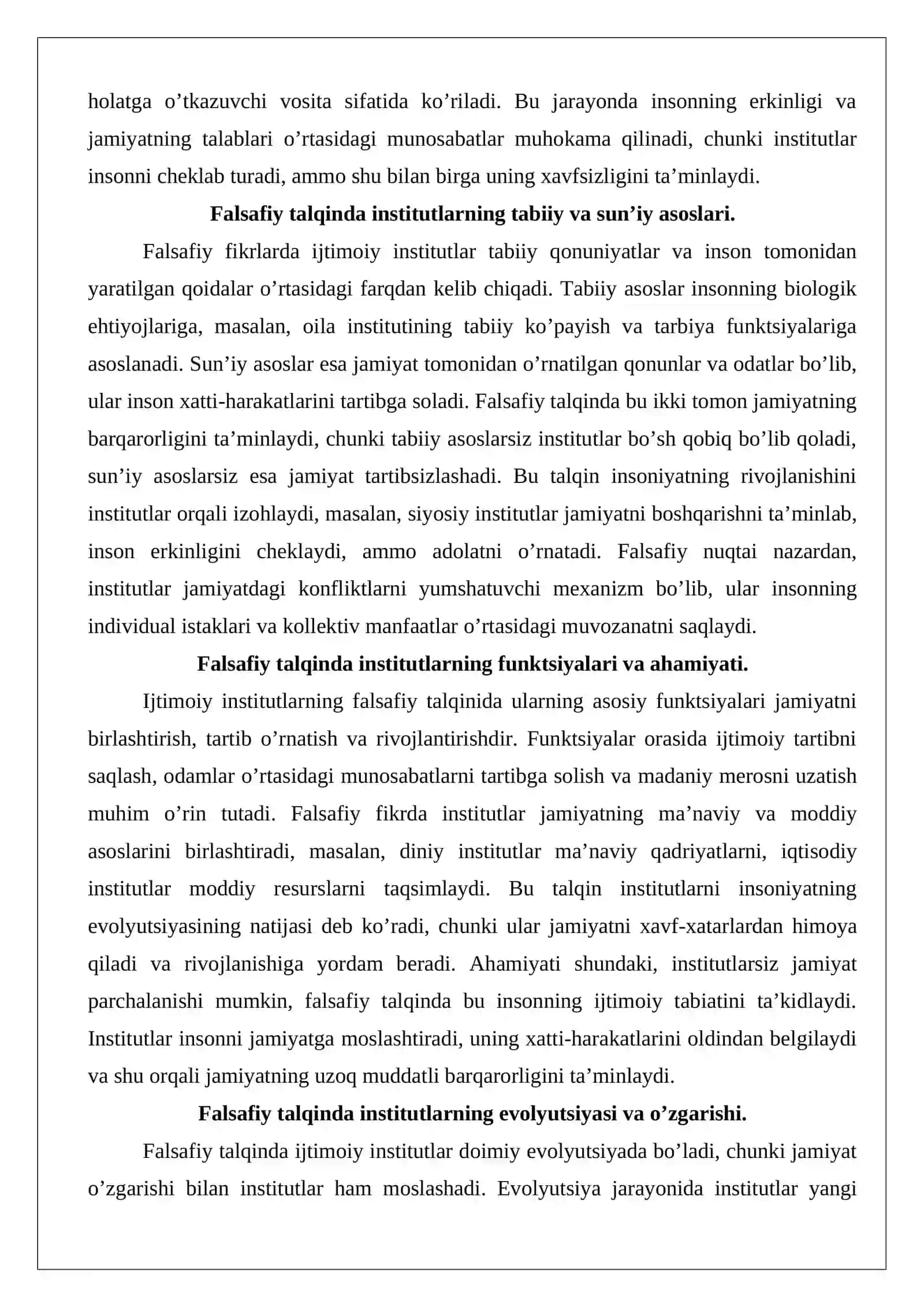Ijtimoiy institutlarning shakllanishi va ahamiyati 3