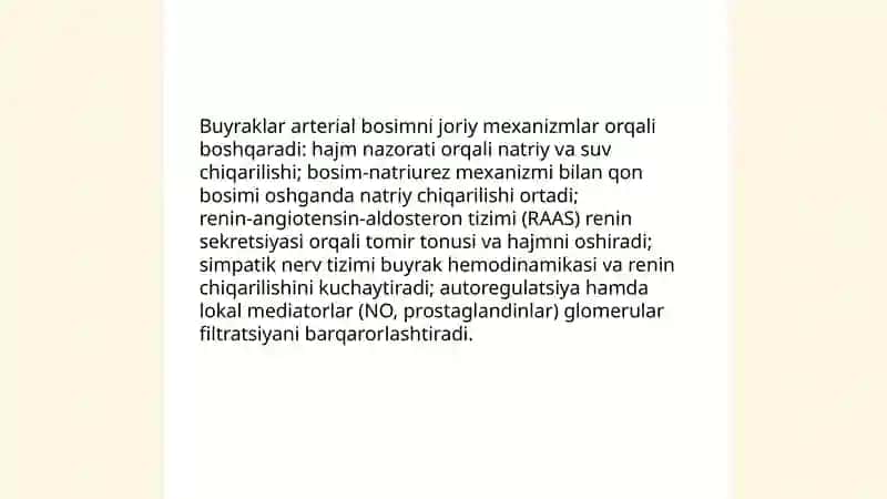Arterial bosimning boshqariluvida buyraklarning roli 3