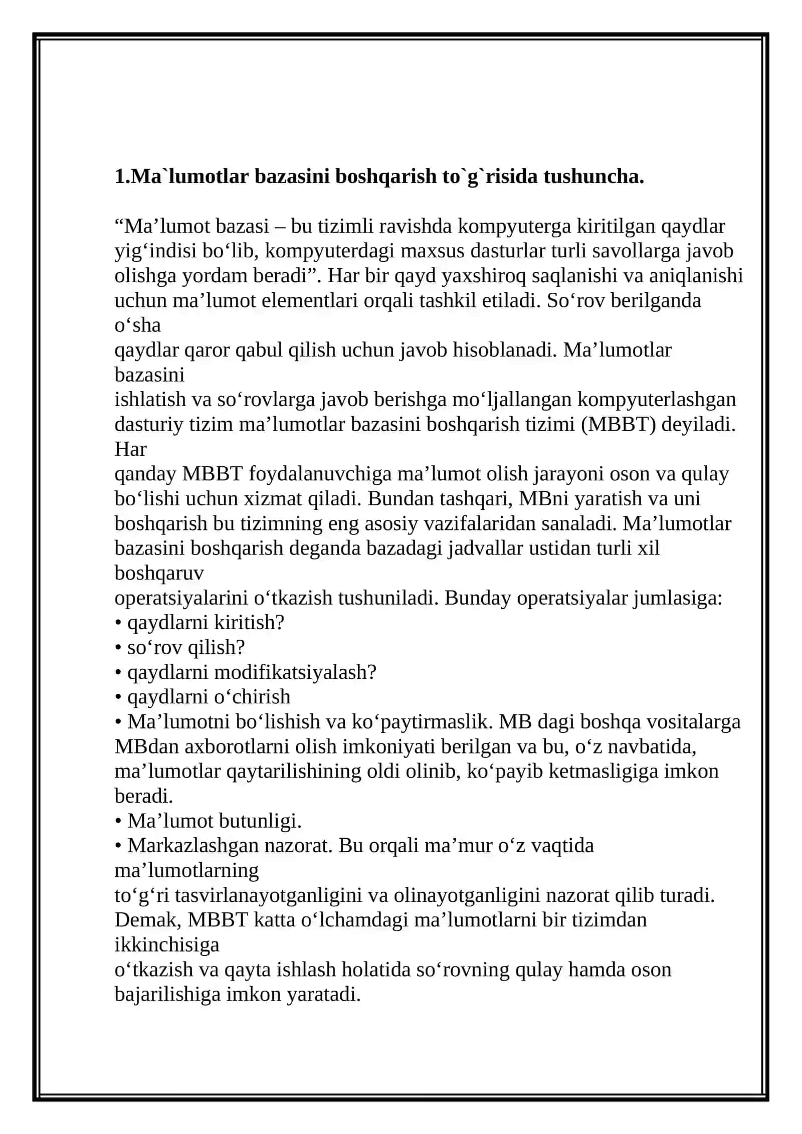 ARGIS DASTURIDA MA`LUMOTLAR BAZASINI BOSHQARISH 3