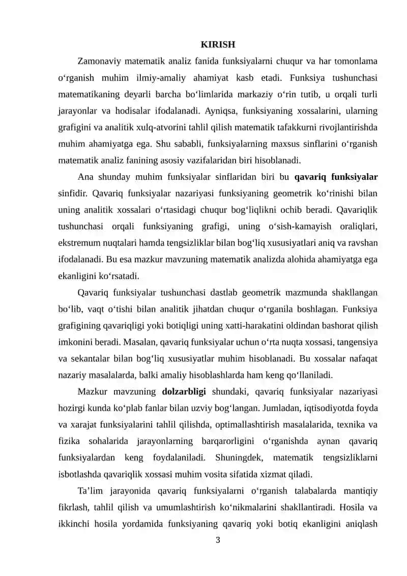 Qavariq funksiyalar sinfi, ularning xossalari 3
