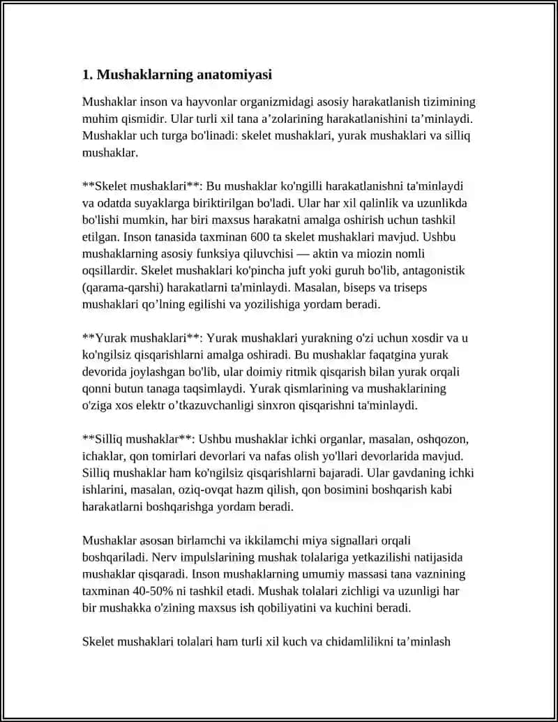 MUSHAKLARNING ISHI VA BIOMEXANIKASI. LESGAFT MUSHAKLAR TO'G'RISIDA TA'LIMOTI 3