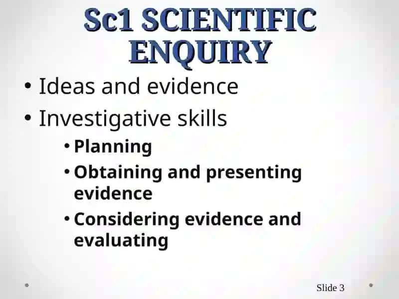 Scientific Enquiry Investigative Skills 3