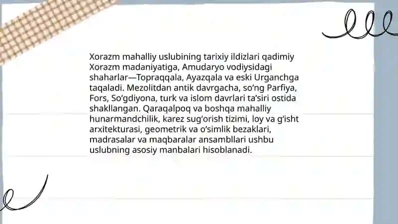 Xorazm mahalliy uslubi 3
