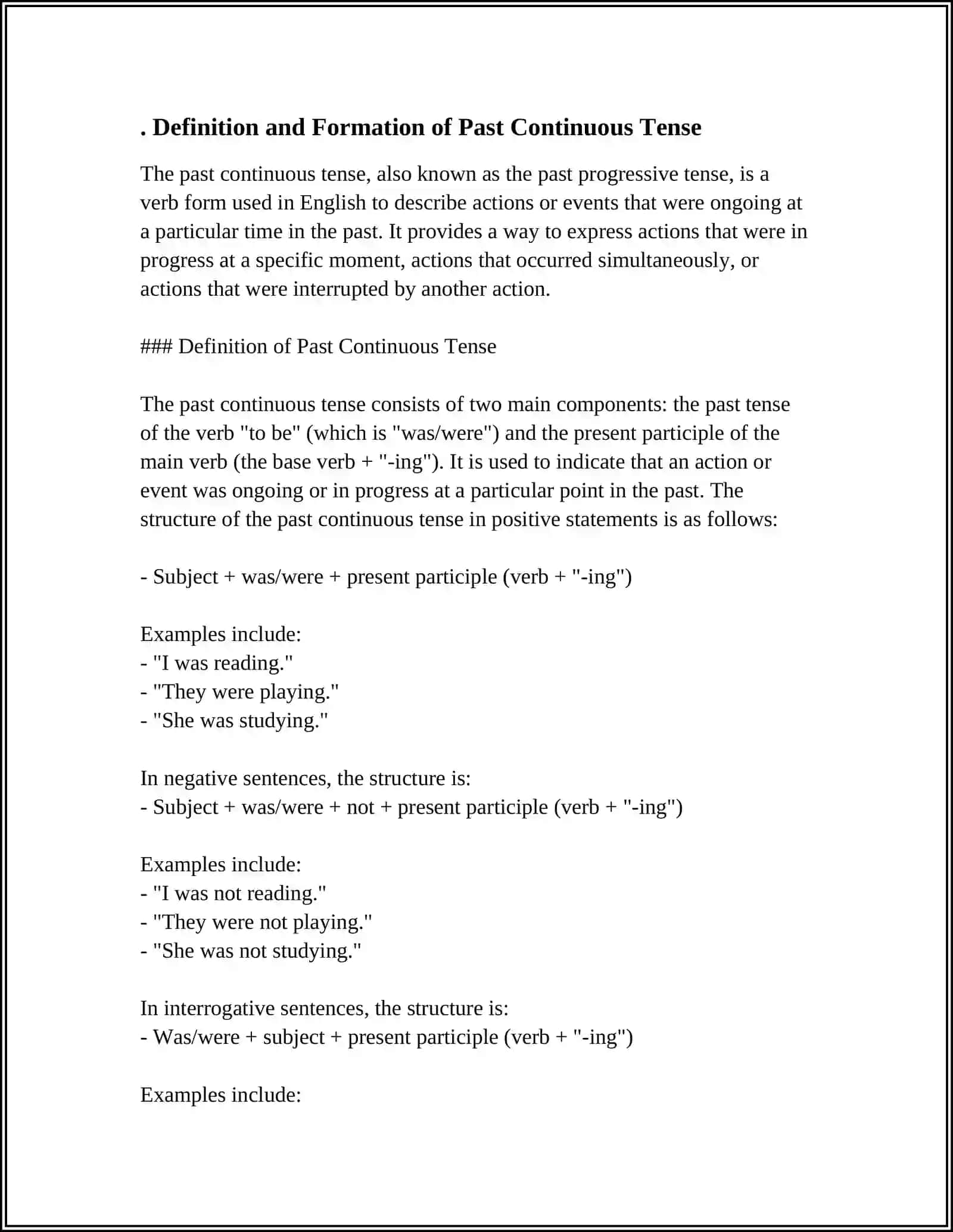 PAST COUNTINUOUS TENSE 3