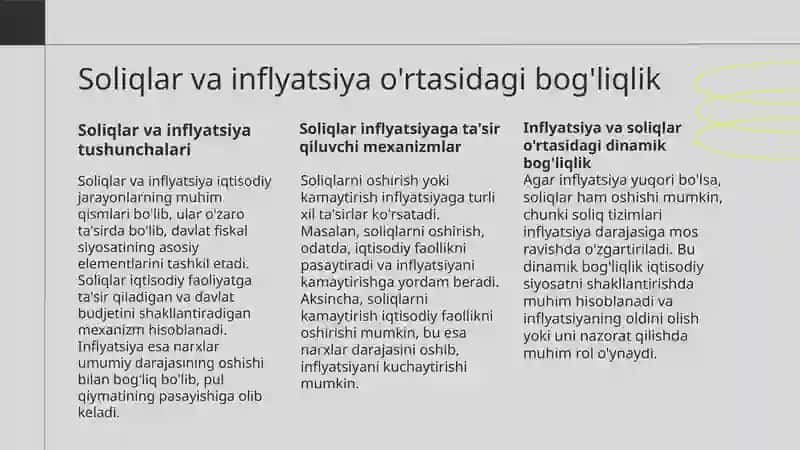 Soliqlar va inflyatsiya 3