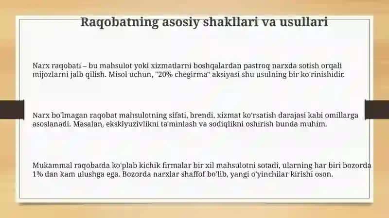 Raqobatning shakllari va usullari 3
