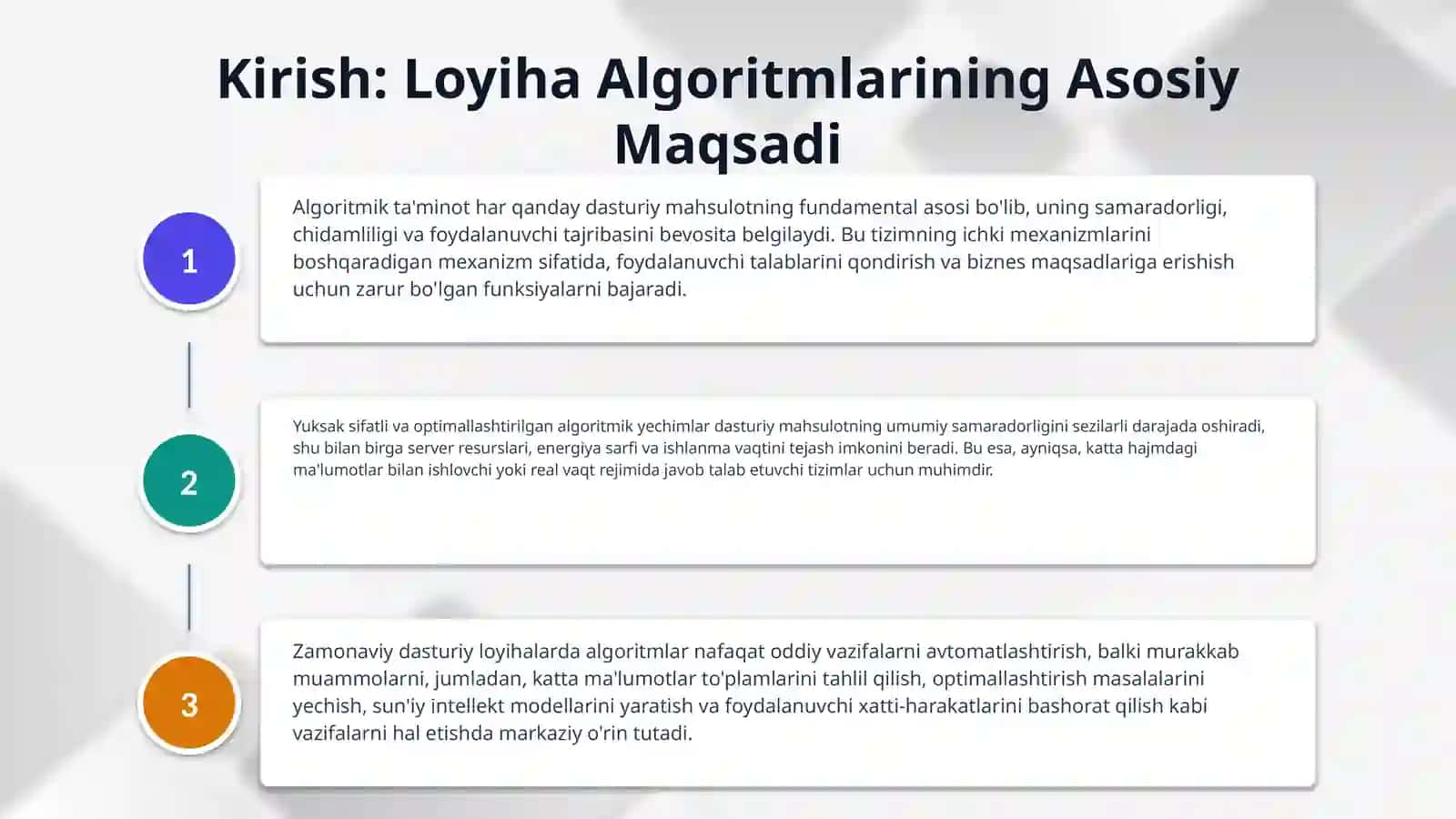 Loyihani algoritmik ta’minotini ishlab chiqish. 3