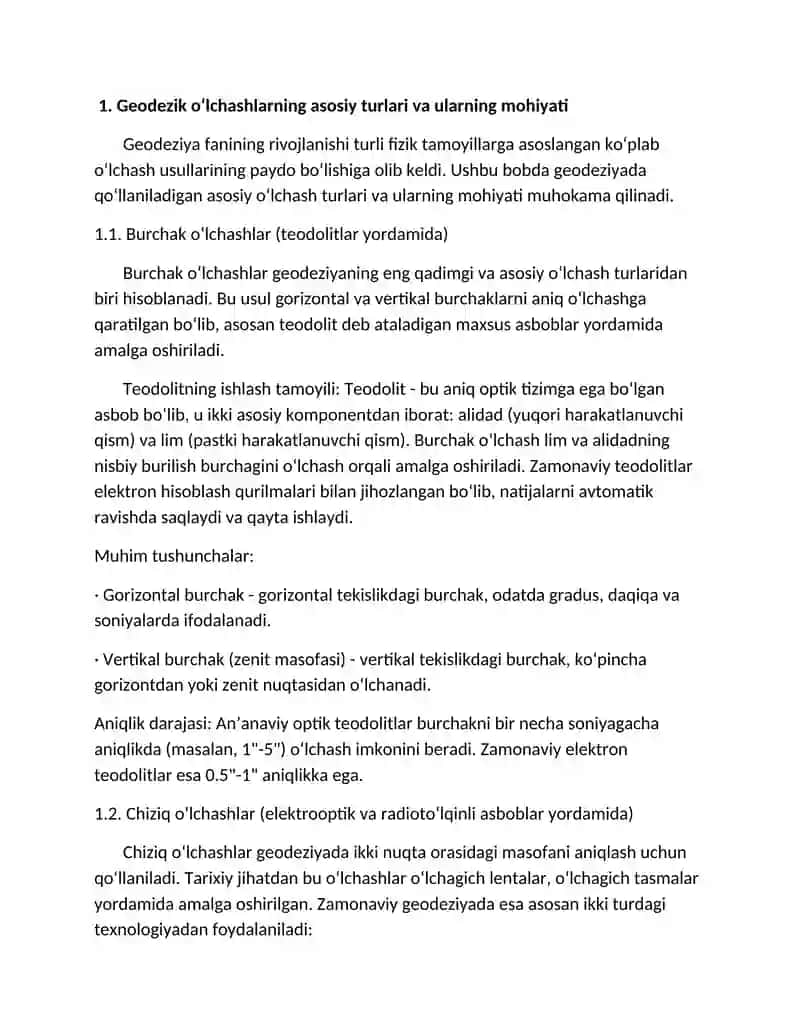 Geodezik oʻlchashlar va ularning aniqligi 3