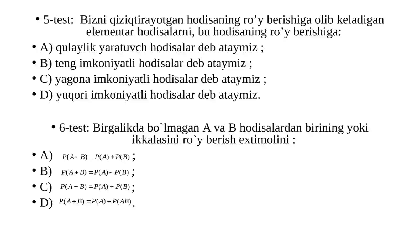 Testlar 3