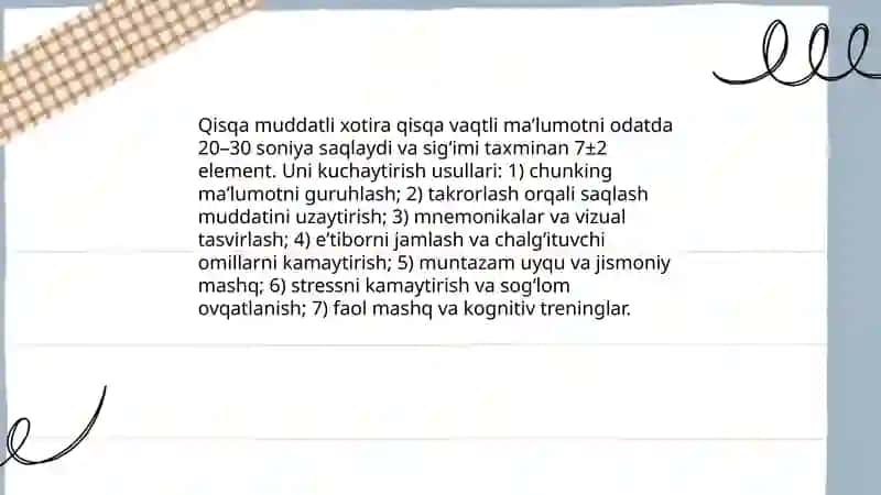 Xotira turlari va ularni kuchaytirish usullari 3