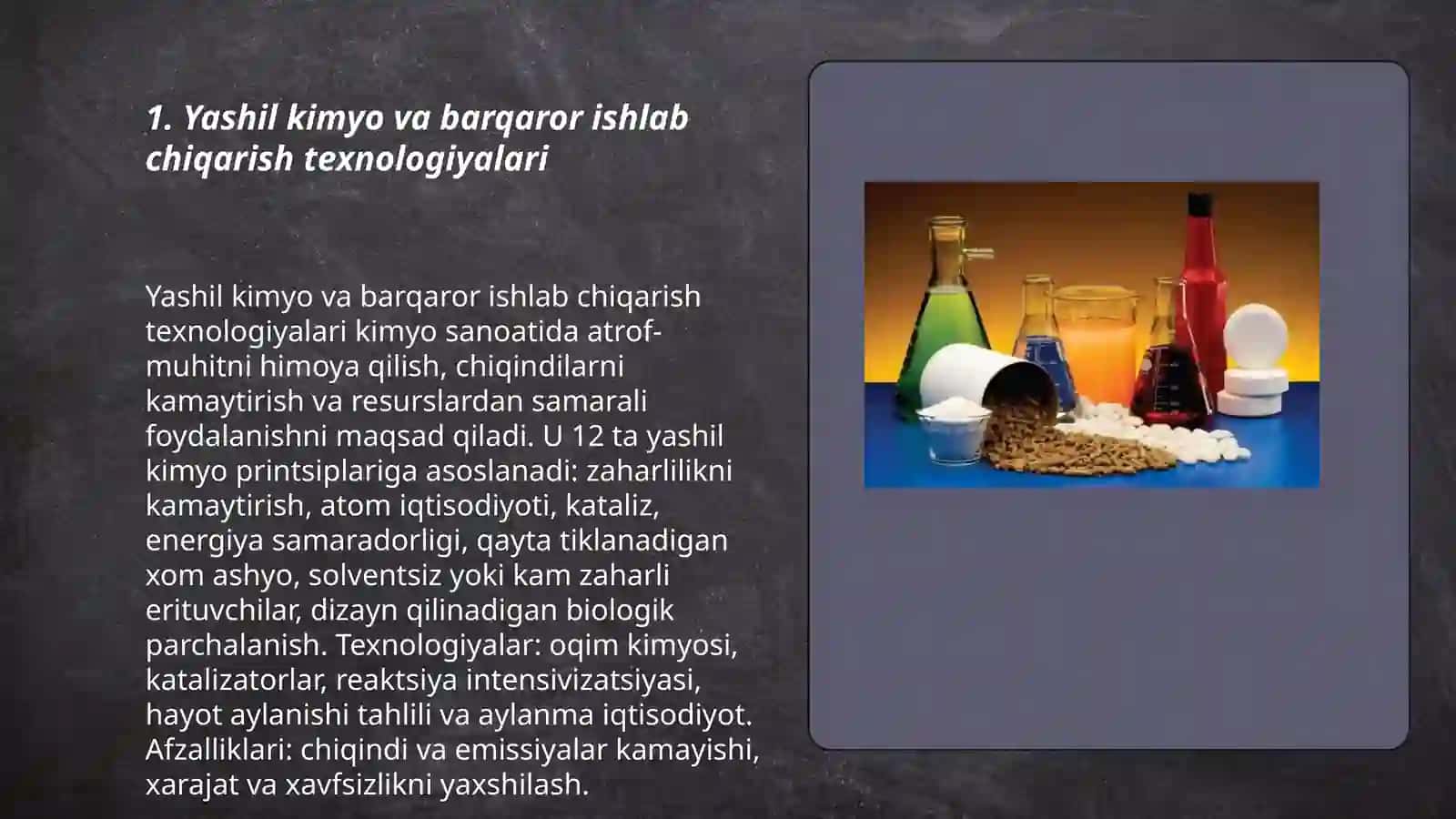 Yashil kimyo va barqaror ishlab chiqarish texnologiyalari 3