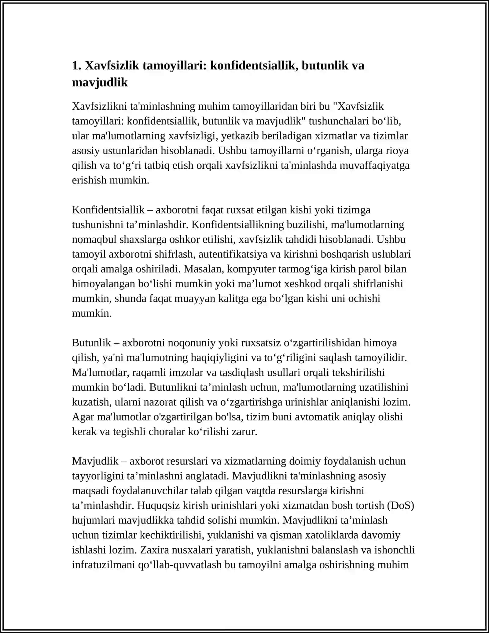 XAVFSIZLIKNI TAMINLASH TAMOYILLARI VA USLUBLARINI TAHLIL QILISH 3