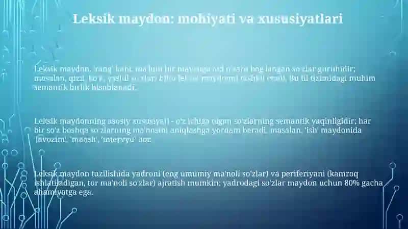 Leksik maydon tushunchasi 3