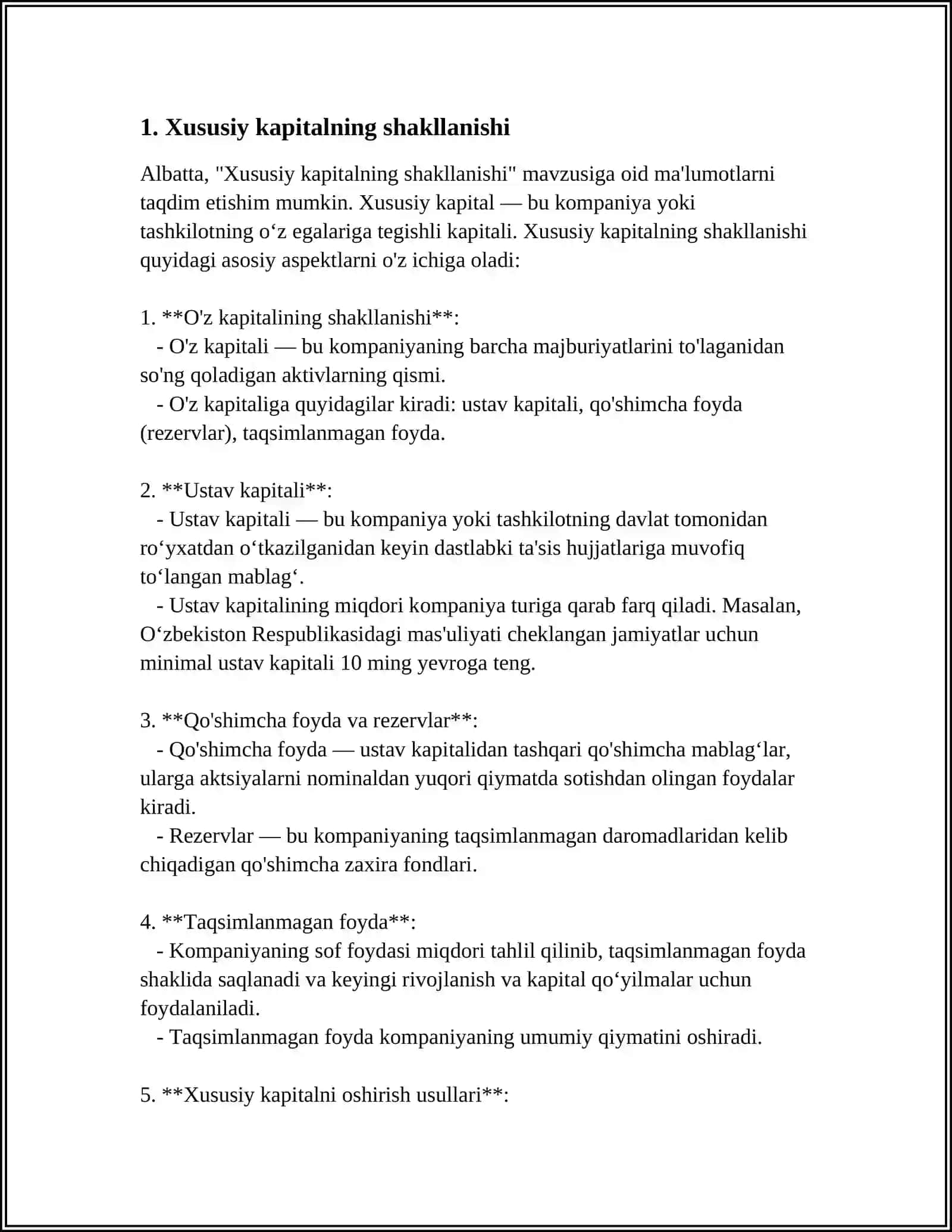 Xususiy kapitalning shakllanishi 3
