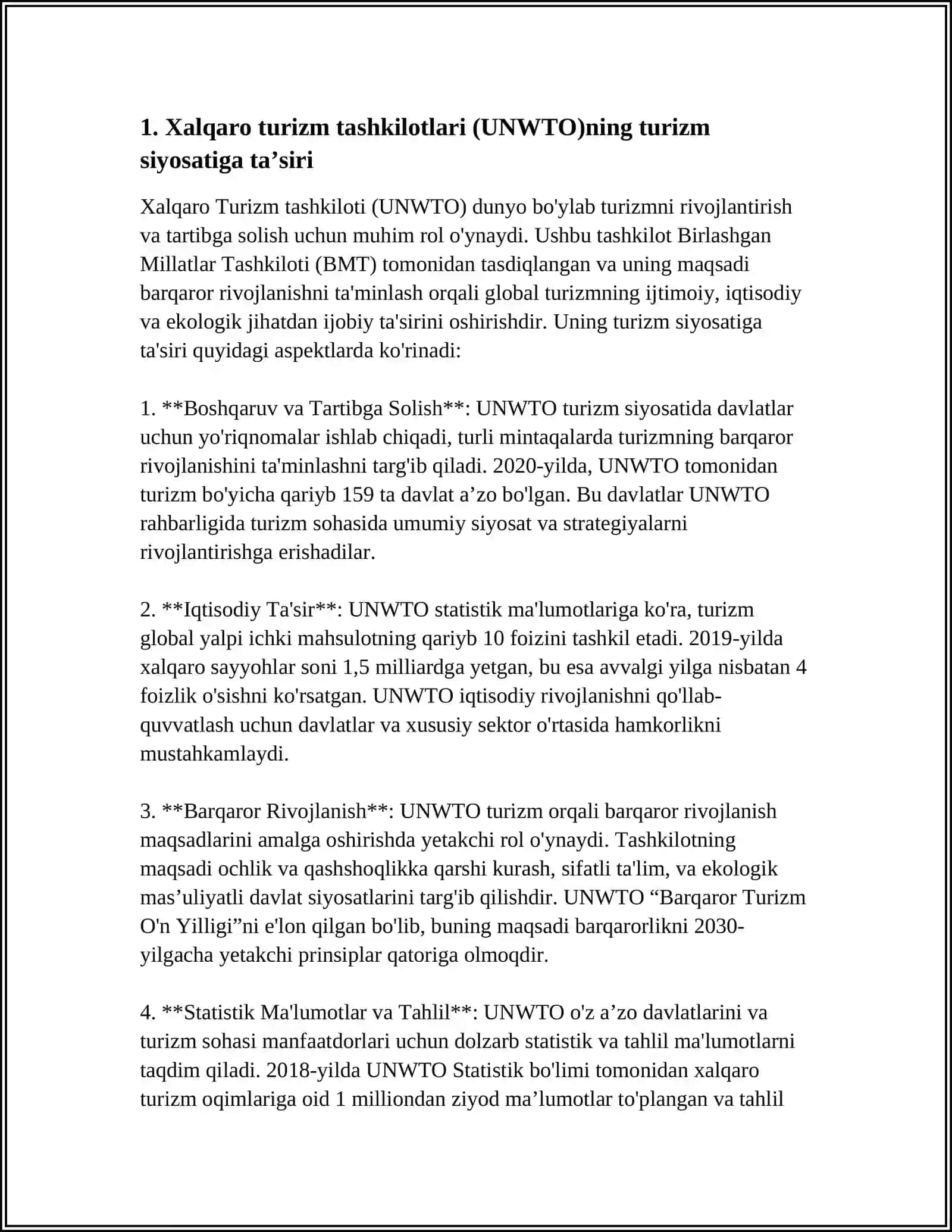 TURIZMDA XALQARO TASHKILOTLARNING OʻRNI 3