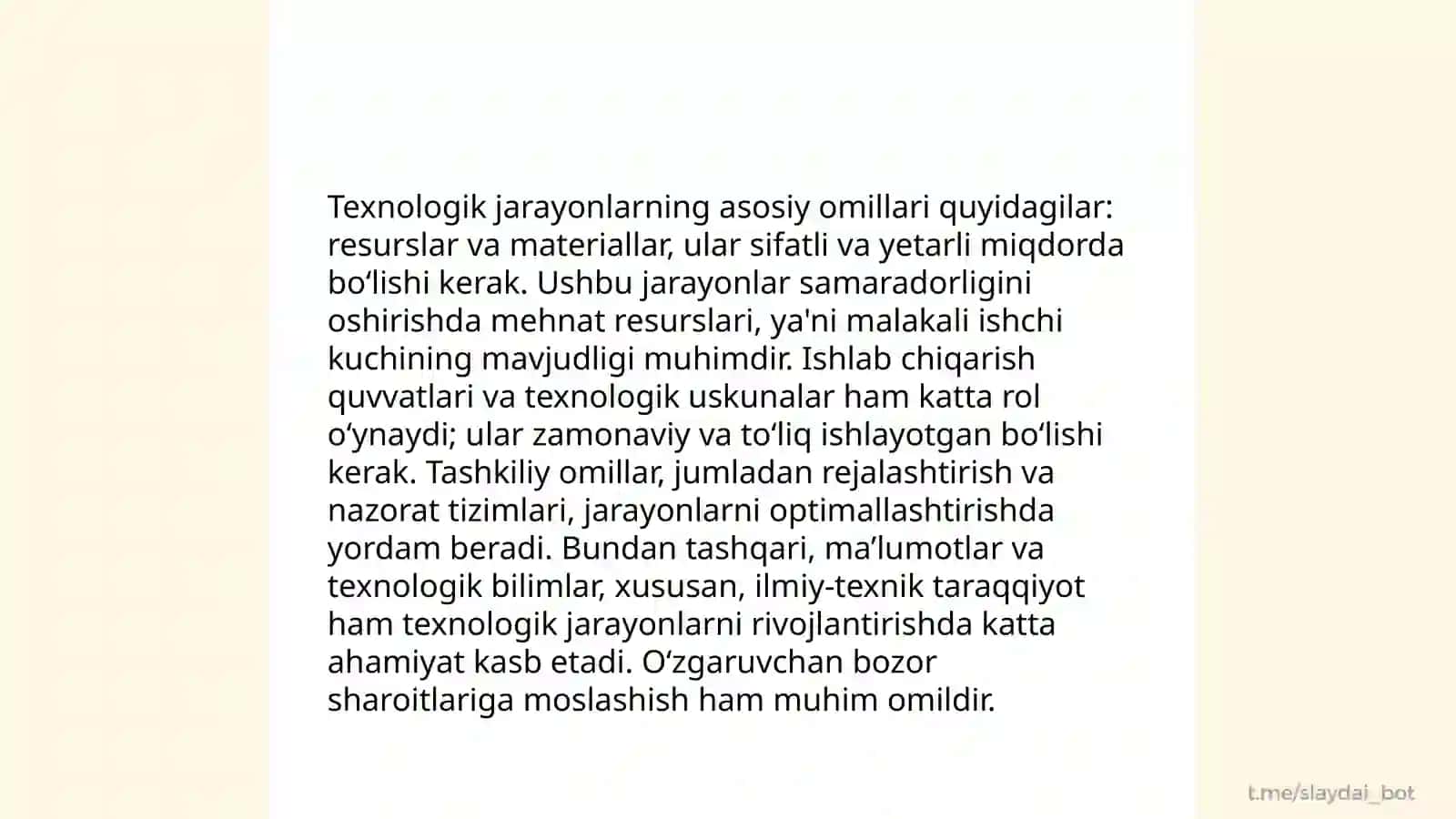 Texnologik jarayon omillarini tanlash va hisoblash 3