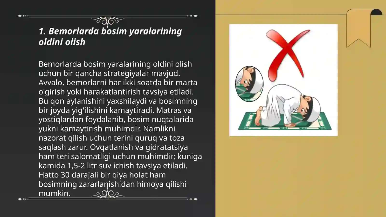 Bemorlarda yotoq oldilarini oldini olish 3