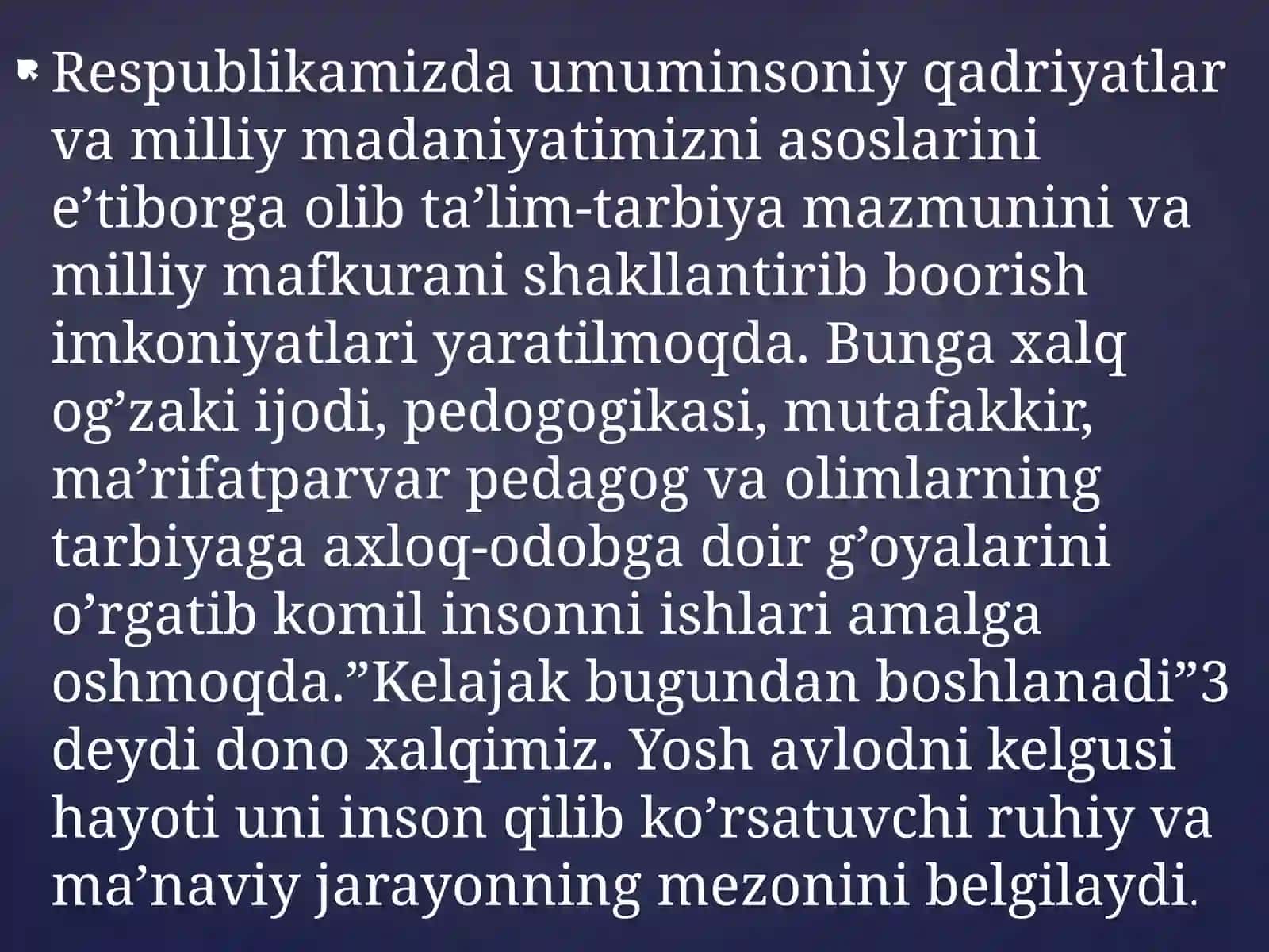 Tarbiya jarayonida milliy qadiryatlarni o’rni 3
