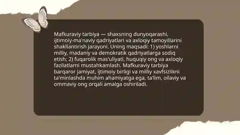 Mafkuraviy tarbiya. Ma'naviy-axloqiy tarbiya 3