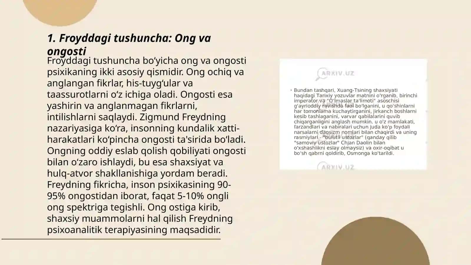 Freydizm ta'limoti. Psixoanaliz 3