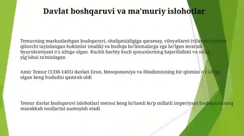 Amir Temurning buyuk davlat arbobining merosini kashf qilish 3