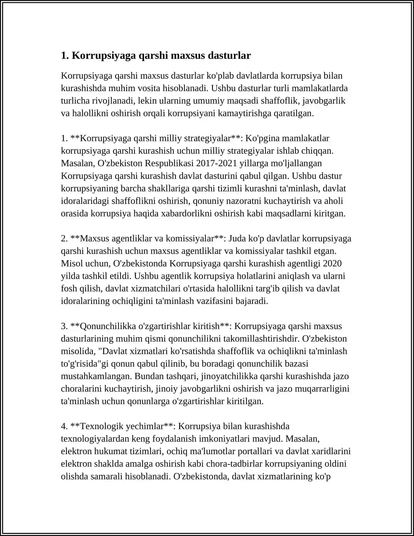 O'ZBEKISTONNING “KORRUPSIYAGA QARSHI KURASH” BORASIDA OLIB BORAYOTGAN SIYOSATI 3