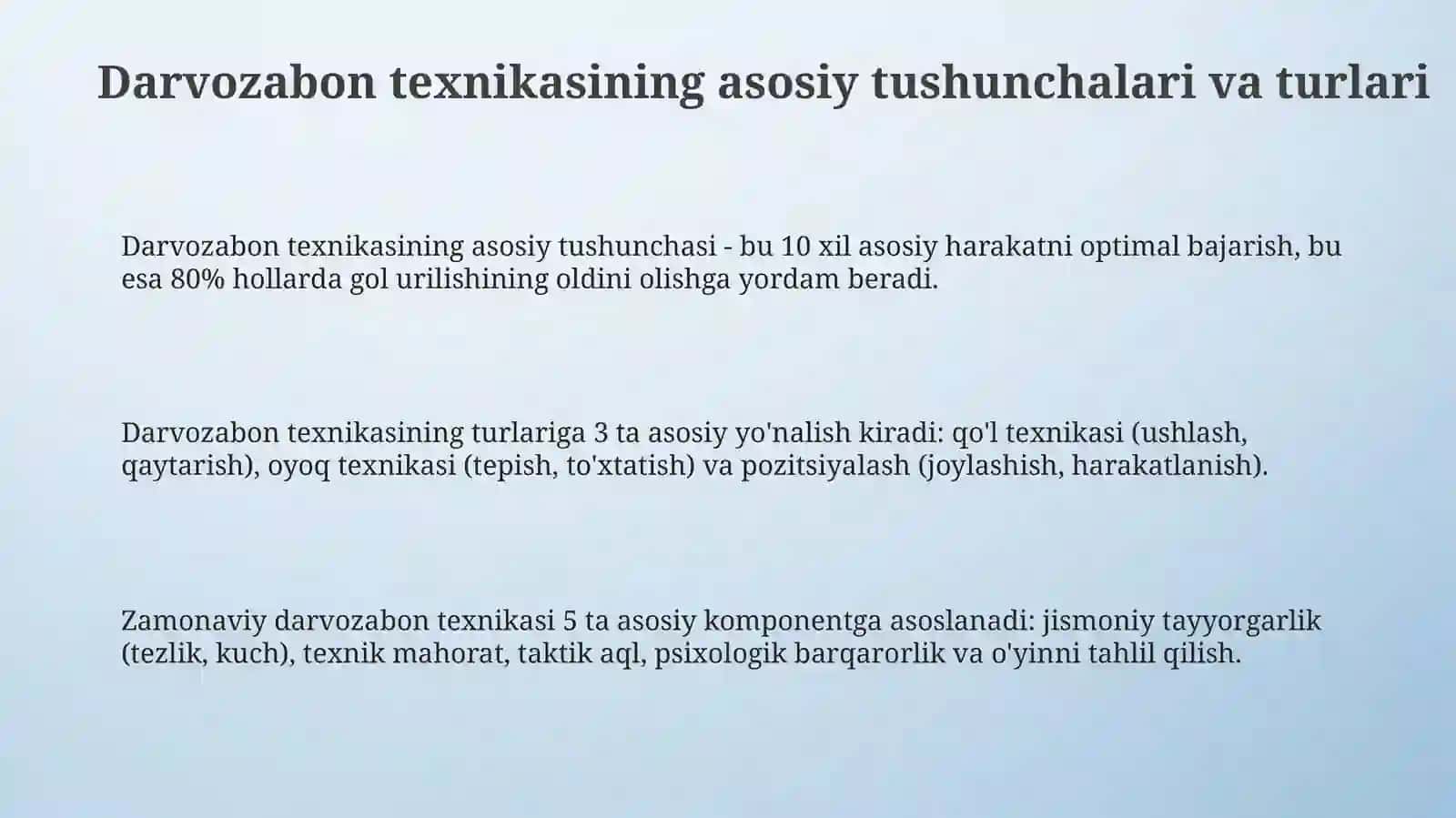 Darvozabon texnikasi klassifikatsiyasi 3