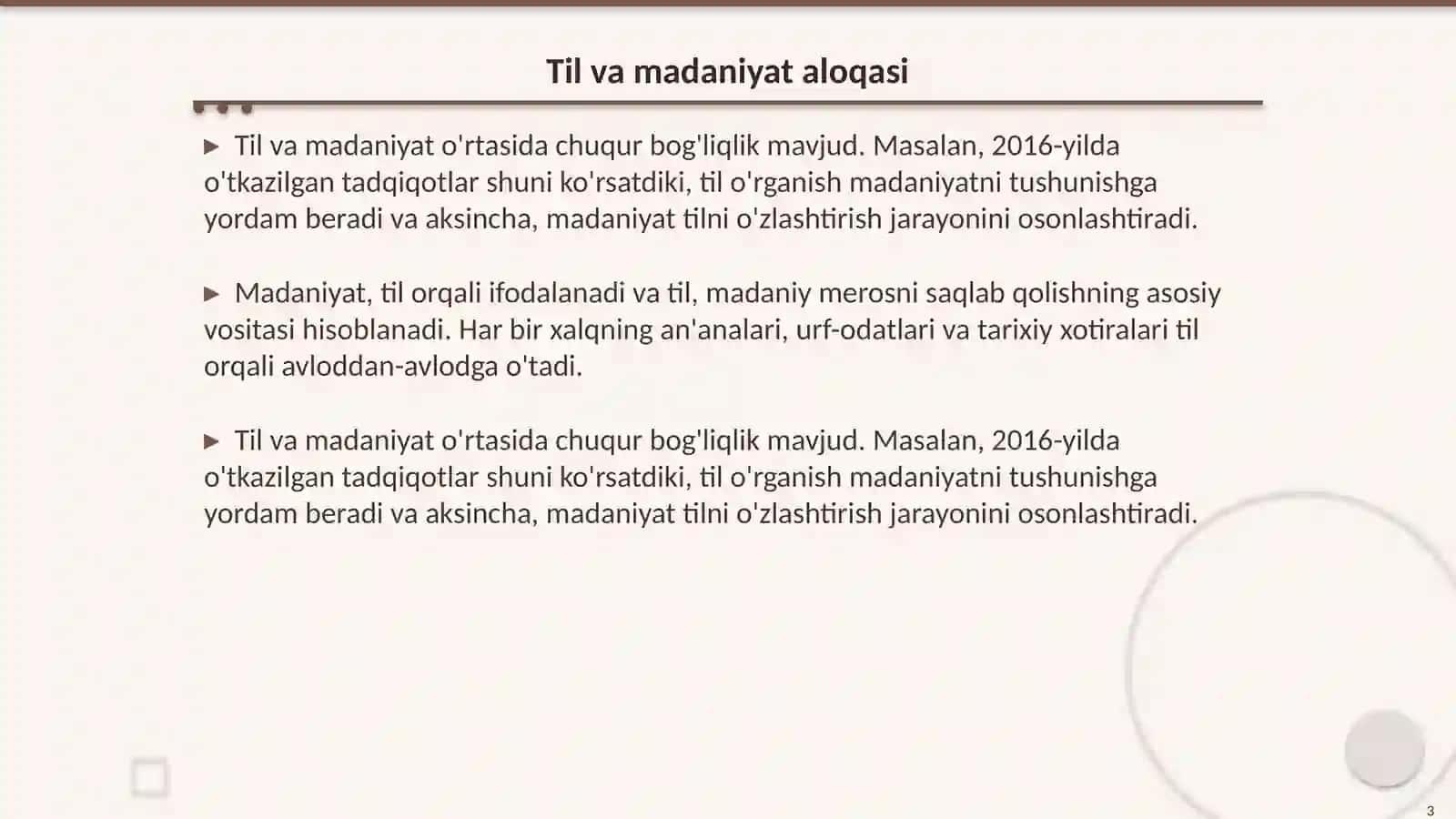 Til bilgan dunyo kōradi 3