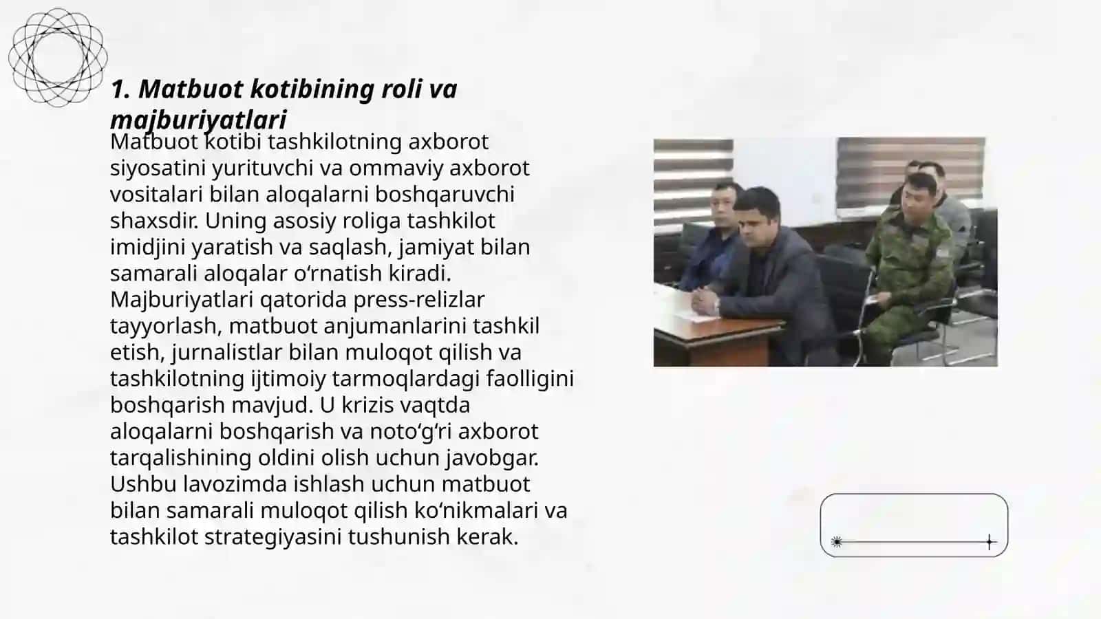 Matbuot Kotibining roli va majburiyatlari 3