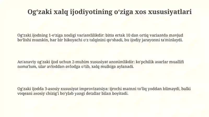 Ogʻzaki Xalq Ijodi 3