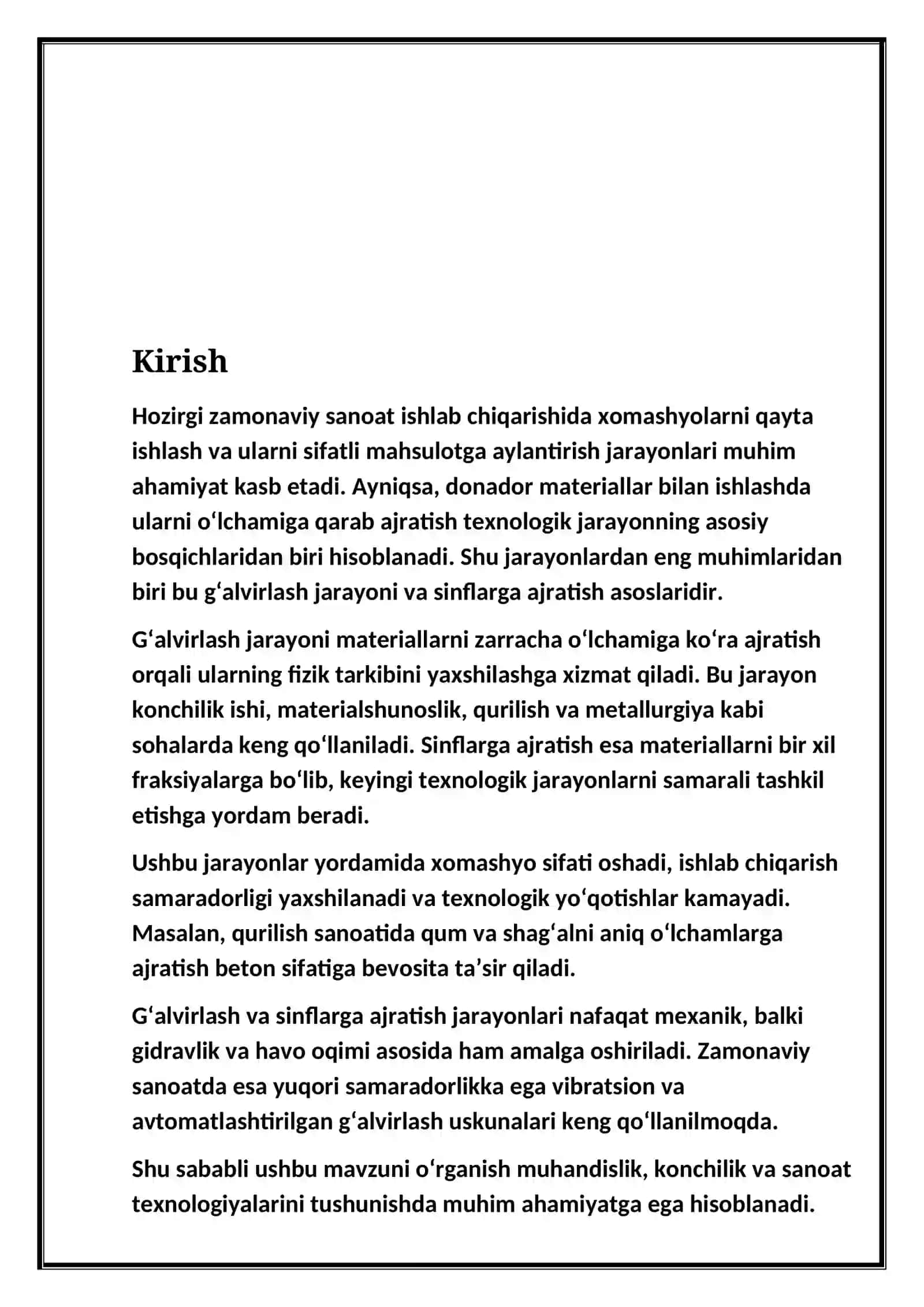 G‘alvirlash jarayoni va sinflarga ajratish asoslari 3