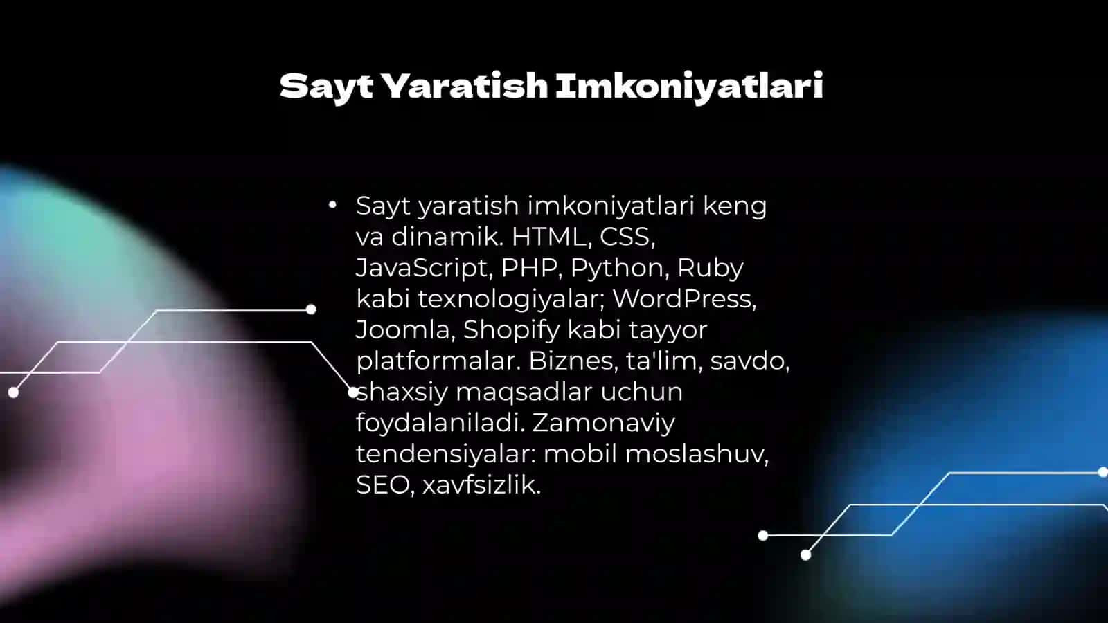 Sayt yaratish imkonyatlari 3