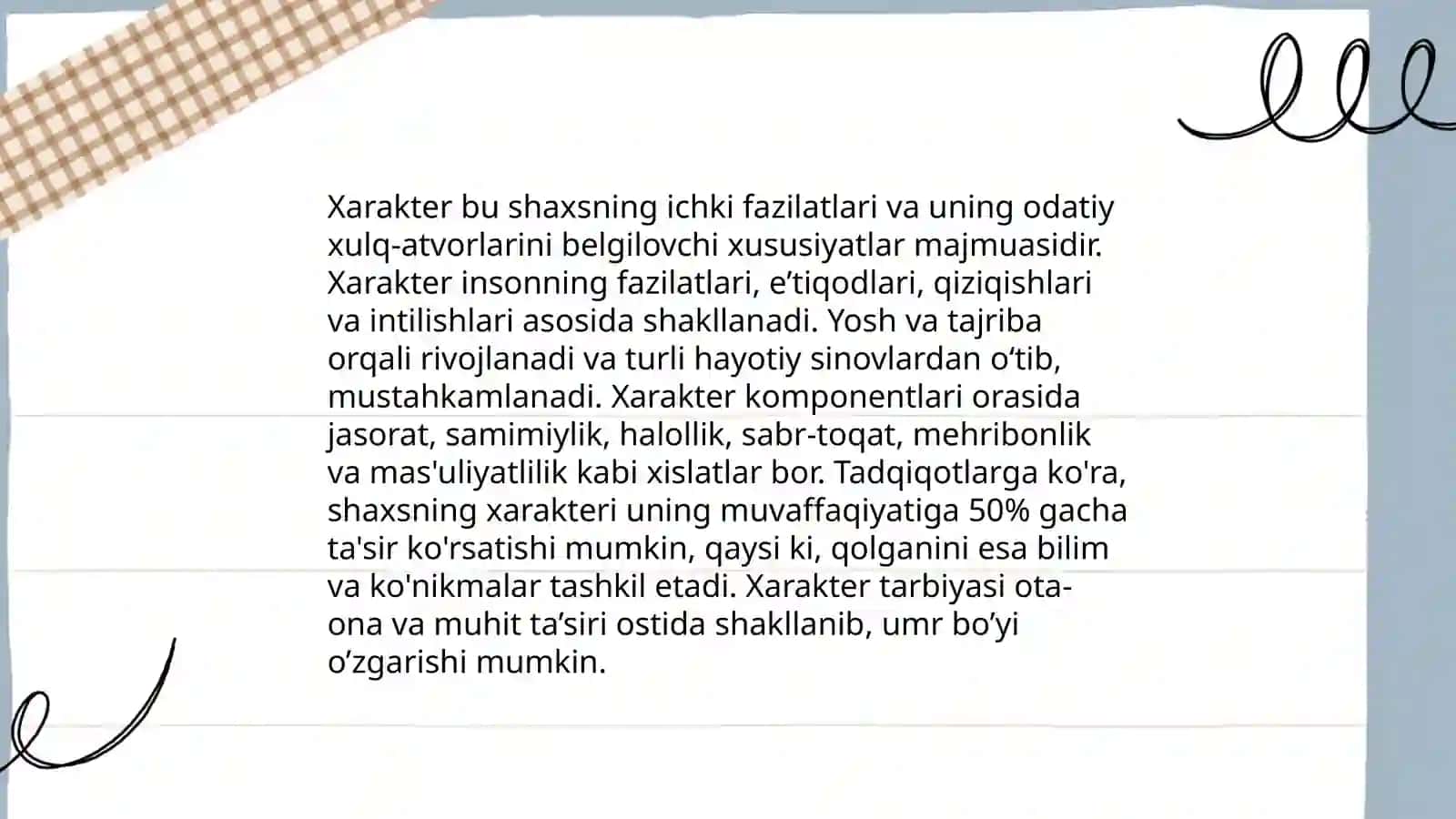 Xarakter haqida maʼlumot 3