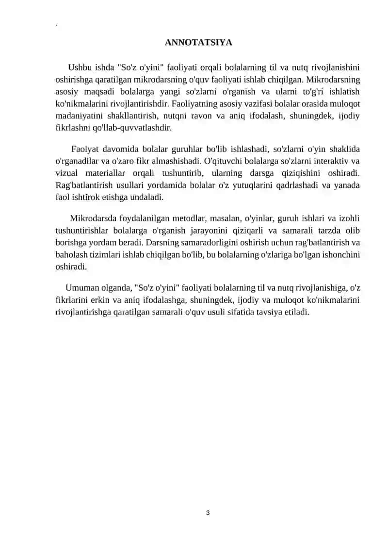 “Soʼz oʼyini” (tayyorlov guruh) Til va nutq markazi 3