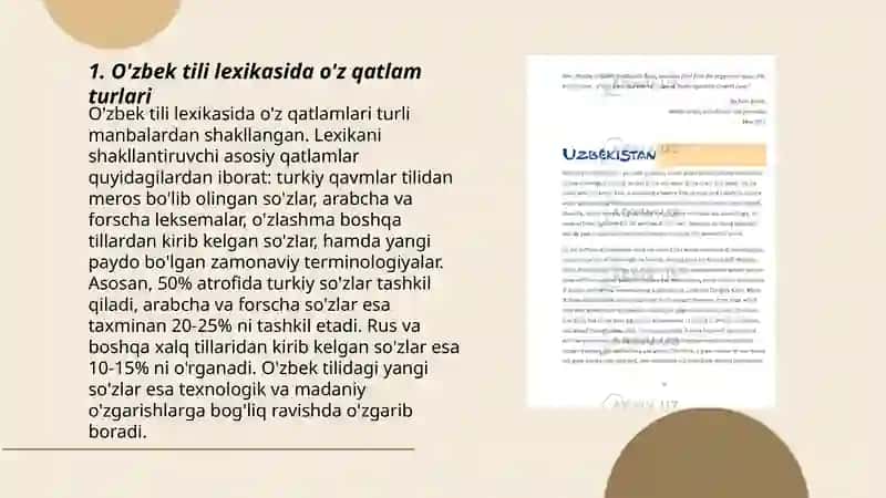 O'zbek tili leksikasida o'z qatlam 3