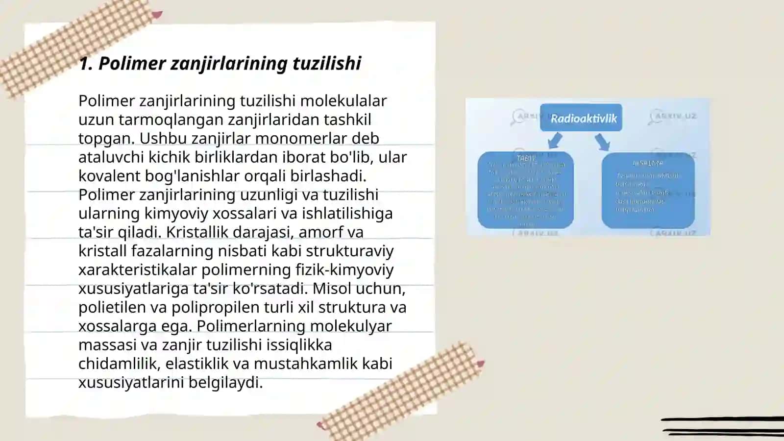 Polimer zanjirlarning egiluvchanligining realogiyaga tasiri 3