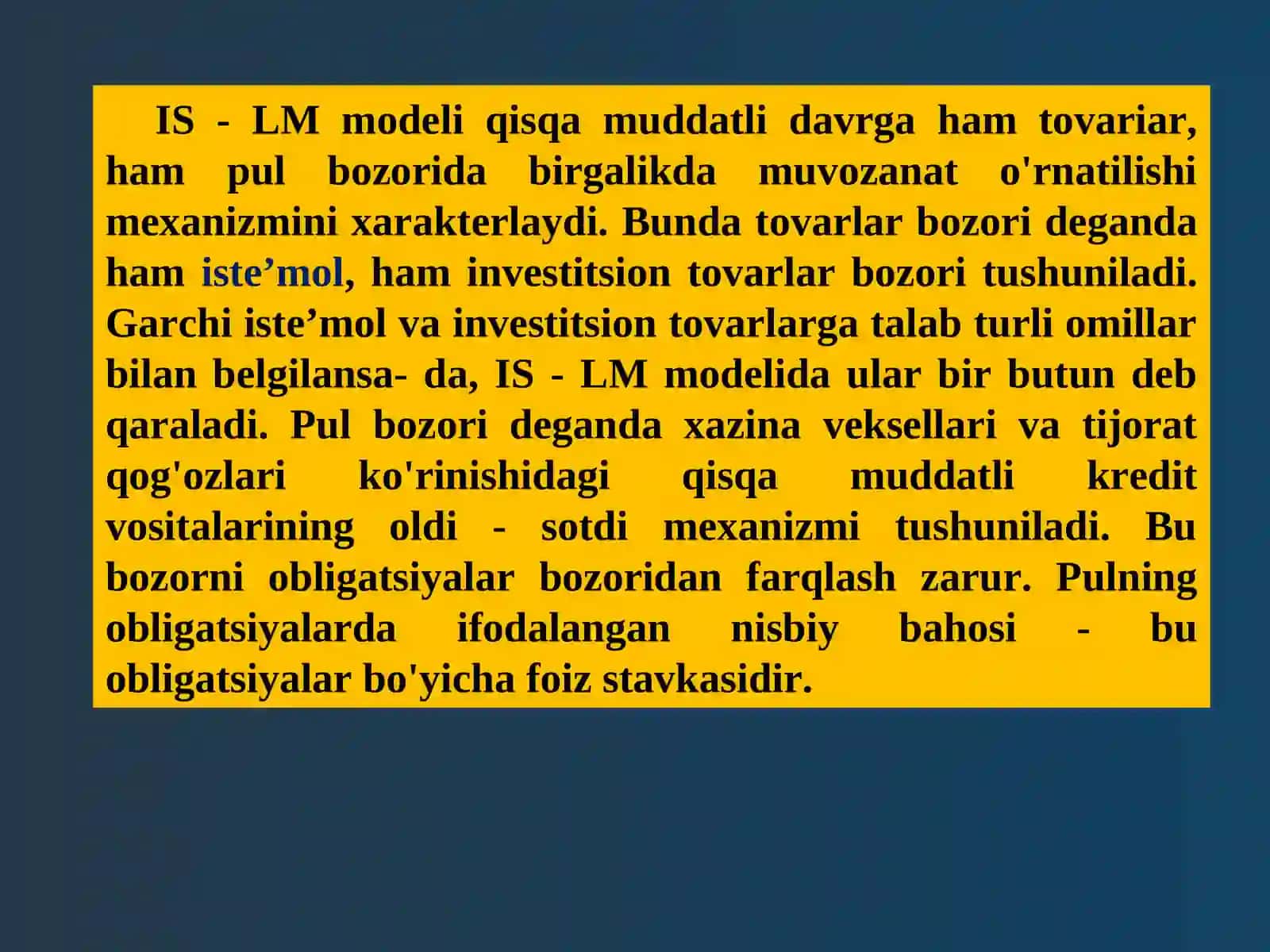 IS-LM modelining shakllanishi va tatbiqi 3