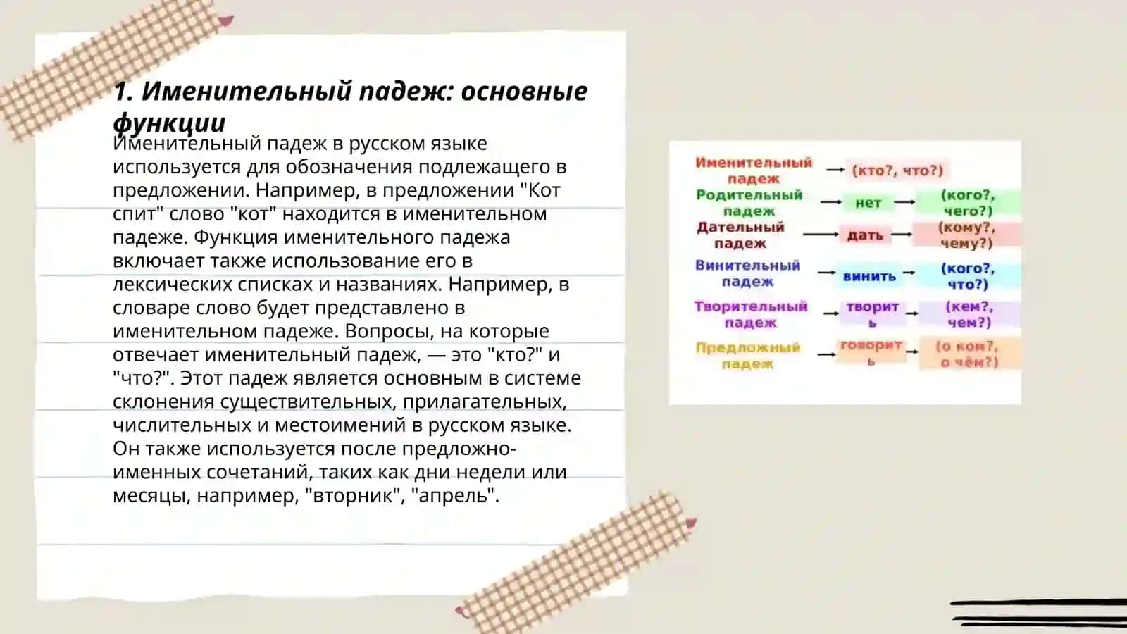Падежи русского языка. Именительный падеж. Родительний падеж 3