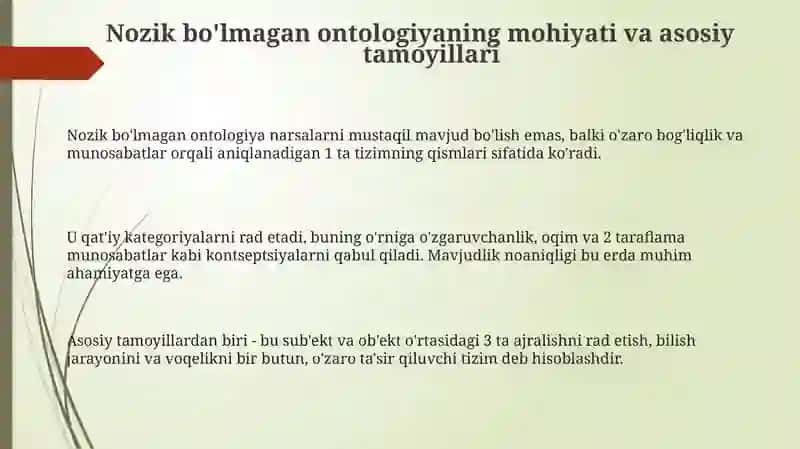 Nozik bo'lmagan ontologiya 3