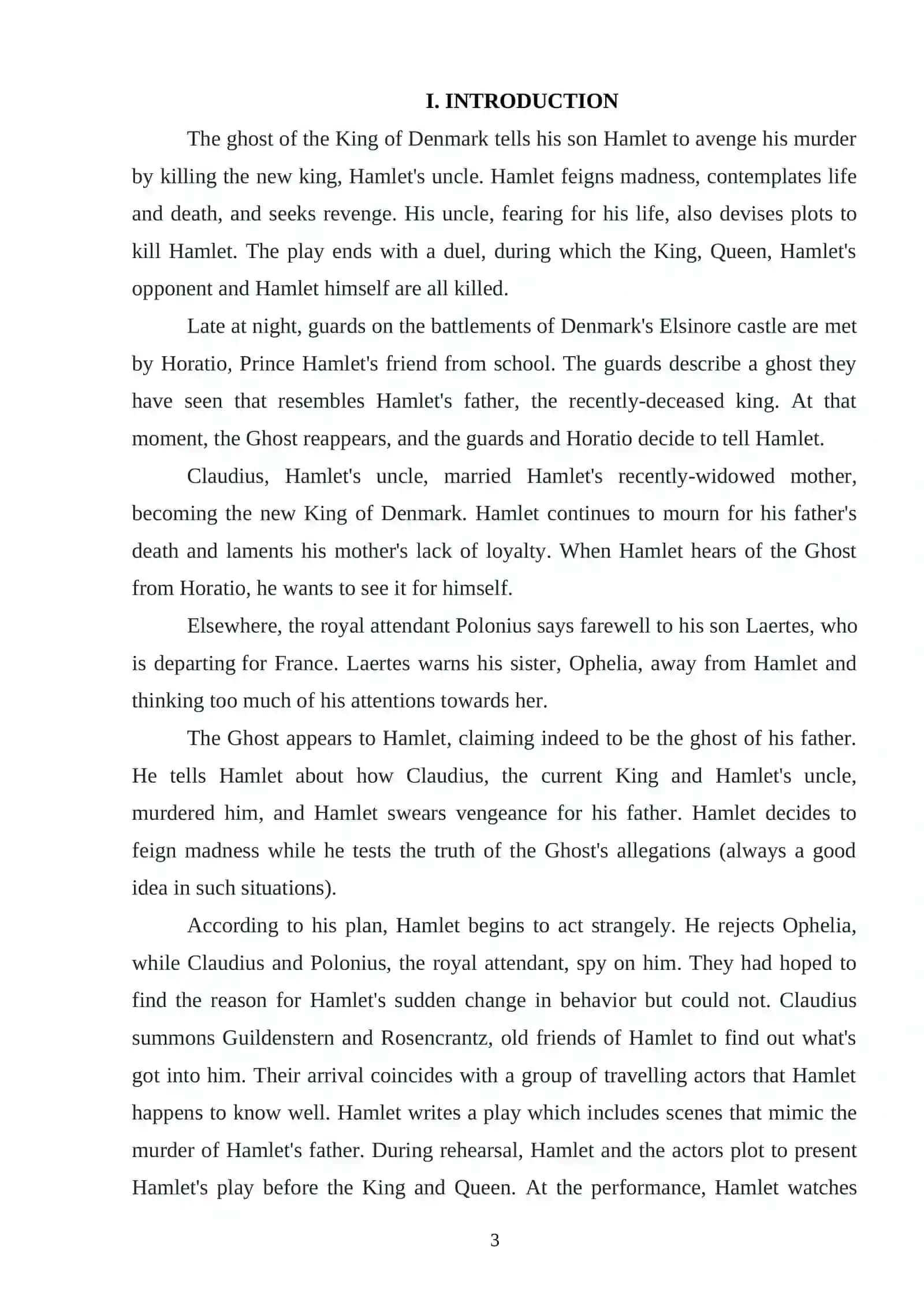 SHORT PLOT OF WILLIAM SHAKESPEARE`S HAMLET AND ACTIONS AT ELSINORE 3