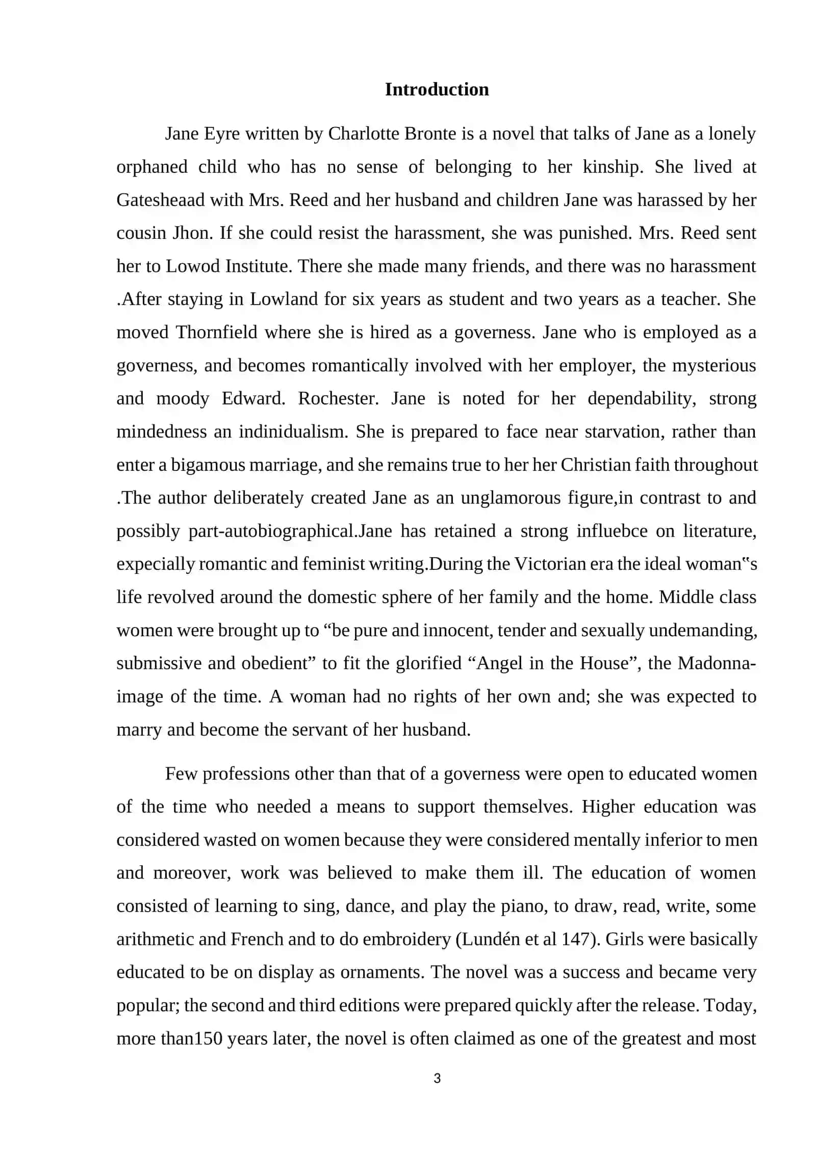 Analysis of Charlotte Bronte’s Novel “Jane Eyre” 3