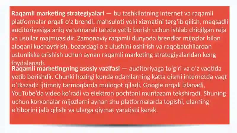 Raqamli.marketing strategiyalari Mustaqil ish 3